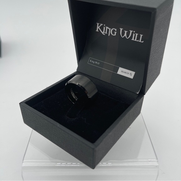 King Will 8mm TUNGSTEN CARBIDE Beveled Edge Comfort Fit Band RING - Size 6.5 - Picture 5 of 10